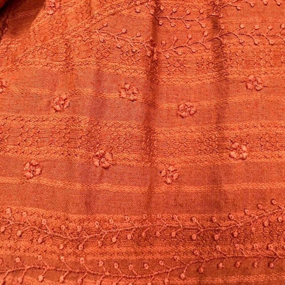 Universal Thread Dress Womens XS Rust Tiered Mini Embroidered Puff Sleeve Boho - Picture 7 of 9